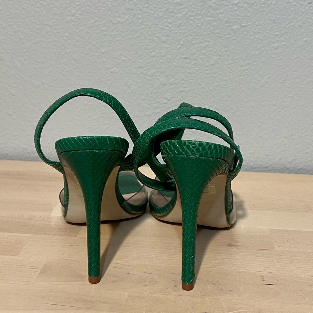 Steve Madden Jessenia Green Acrylic Snakeskin Stiletto Sandals - Picture 9 of 11